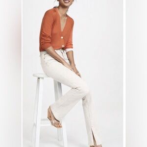 New Trave Faye Off White Jeans Size 28 Raw Hem Split Seam 5 Pocket NWOT